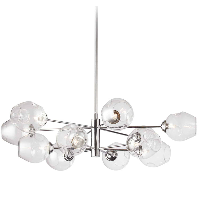 Lustre Abii de Dainolite en verre transparent avec fini chromé poli et 12 ampoules