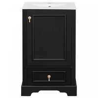 Meuble de salle de bain compact moderne Harper 20 pouces avec lavabo ceramique, noir