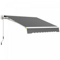 Outsunny Auvent Retractable 8' X 6.5' Avec Lumieres LED, Uv40+, Gris Fonce