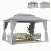 Outsunny Tonnelle de Jardin 400 x 300 cm, Toit Double UPF50+, Gris Fonce