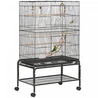 Pawhut Cage A Oiseaux Avec Support Roulant, Jouets, Pour Perruches Canaris Pinsons Inseparables Perr