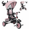 Qaba Tricycle Pour Tout-petits De 1 A 5 Ans Avec Poignee De Poussee, Rose