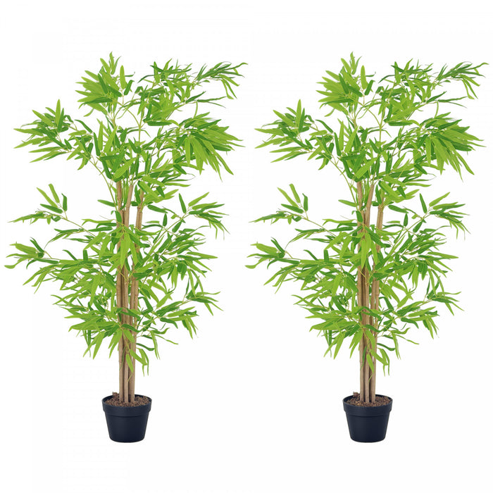 Outsunny Lot de 2 Bambous Artificiels, 5pi, Plante Decorative en Pot