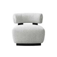Fauteuil lounge rembourre Bartow style milieu du siecle en ivoire multicolore