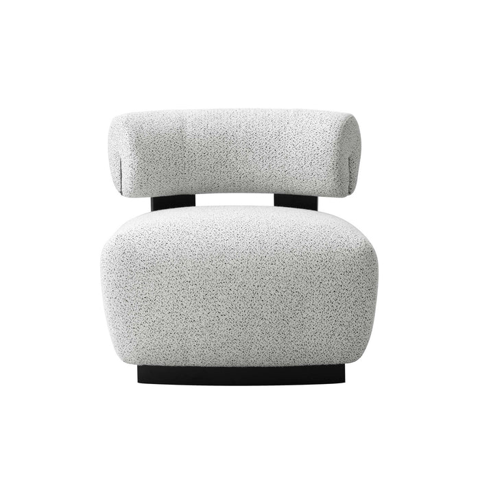 Fauteuil lounge rembourre Bartow style milieu du siecle en ivoire multicolore