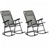 Outsunny Ensemble De 2 Chaises A Bascule Pliables Pour Patio, Gris
