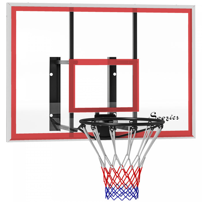 Soozier Panier De Basket Mural Avec Panneau Incassable, Blanc