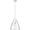 Luminaire suspendu moyen Polly de Dainolite en verre transparent, avec fini blanc mat et 1 ampoule