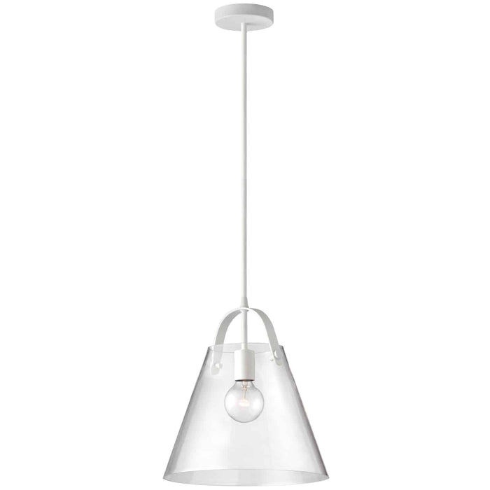 Luminaire suspendu moyen Polly de Dainolite en verre transparent, avec fini blanc mat et 1 ampoule