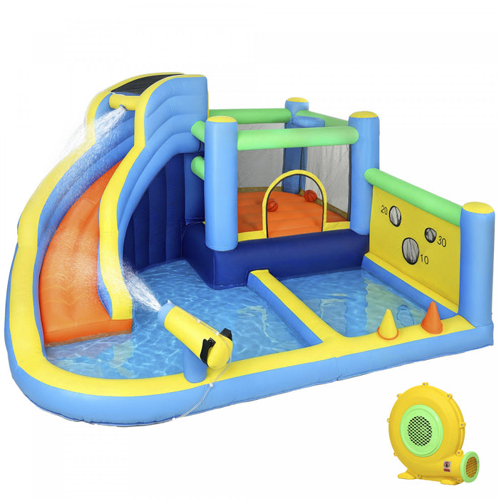 Qaba Chateau Gonflable pour Enfants avec Toboggan, Piscine/Fosse a Balles pour Interieur et Exterieur
