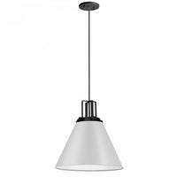 Luminaire suspendu Sonus de Dainolite avec fini blanc mat, touches noir mat et 1 ampoule