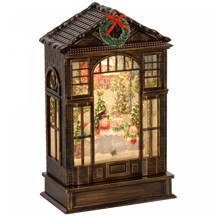 HOMCOM Lanterne boule a neige de Noel avec lumieres, musique et paillettes