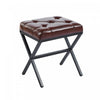 Tabouret d’appoint Liam avec coussin capitonne et pieds en metal, couleur brun fonce