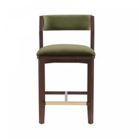 Tabouret de comptoir moderne en bois Patricia avec revetement en tissu vert tortue