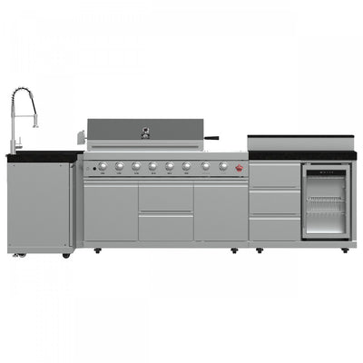 FORNO Bulnes Outdoor Kitchen 84,000 BTU Stainless Steel BBQ with Black Granite Countertops - FODKT2520BLK | Cuisine d'exterieur Bulnes – BBQ en acier inoxydable de 84 000 BTU et comptoirs noirs – FODKT2520BLK