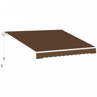 Outsunny 13'x8' Auvent De Patio Retractable Manuel Resistant A L'eau Pare-soleil Terrasse Exterieure