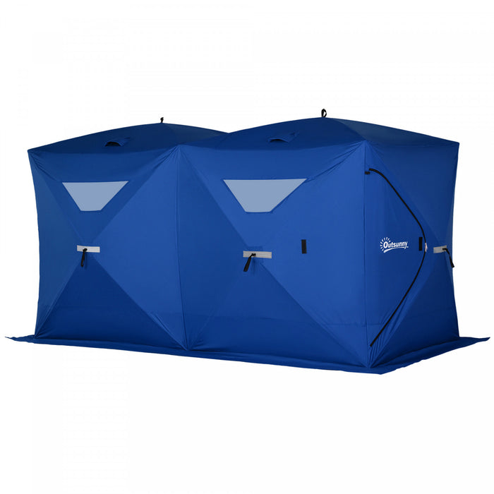 Outsunny Tente De Peche Sur Glace Isolee Pour 5 A 8 Personnes (142\" X 71\" X 71\")