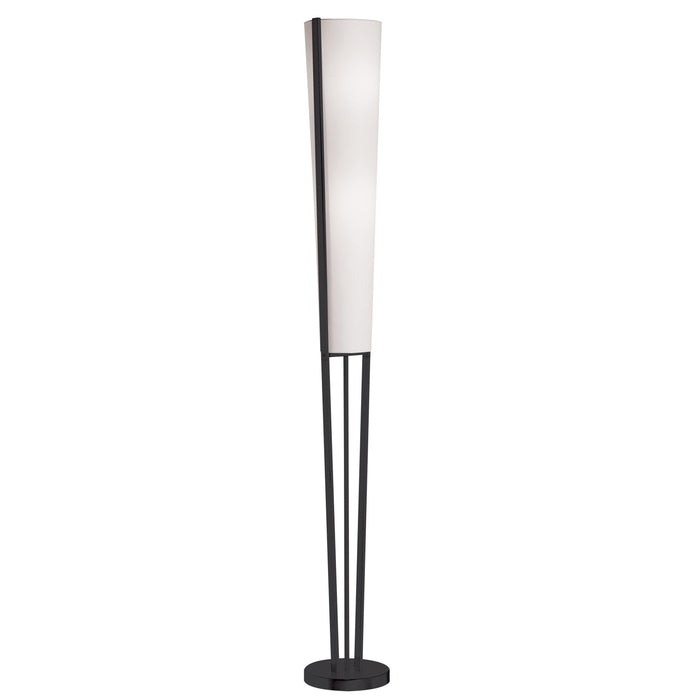 Lampe à pied Emotions de Dainolite avec abat-jour blanc, fini noir mat et 2 ampoule