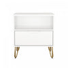 Table de nuit Avira style milieu du siecle moderne 20\" en blanc (1 tiroir)