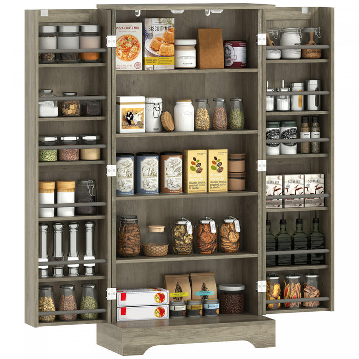 HOMCOM Armoire de cuisine, meuble de rangement pour garde-manger, gris