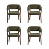 Fauteuil Blake Moderne en Fausse Laine Mohair avec Accoudoirs en Bois, Vert - Lot de 4