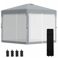 Outsunny 9.8' X 9.8' Pop Up Gazebo Tente Pliable Avec Sac De Transport Et Roues Parois Laterales En