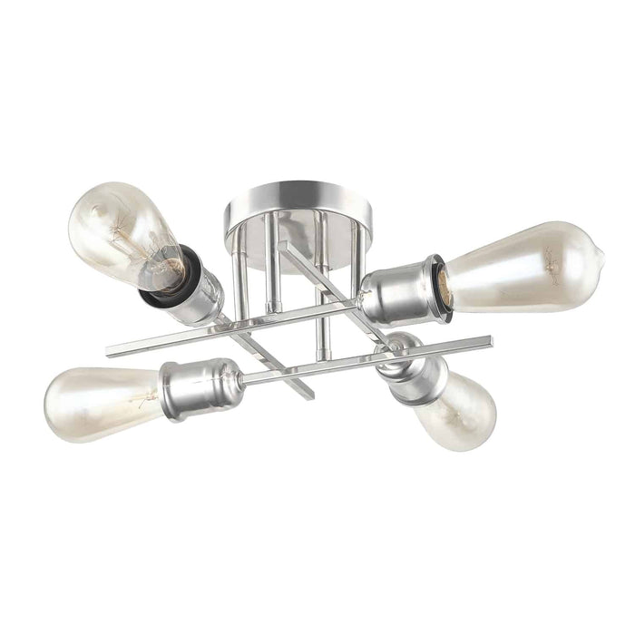 Plafonnier affleuré Nebraska de Dainolite avec fini chromé poli et 4 ampoules