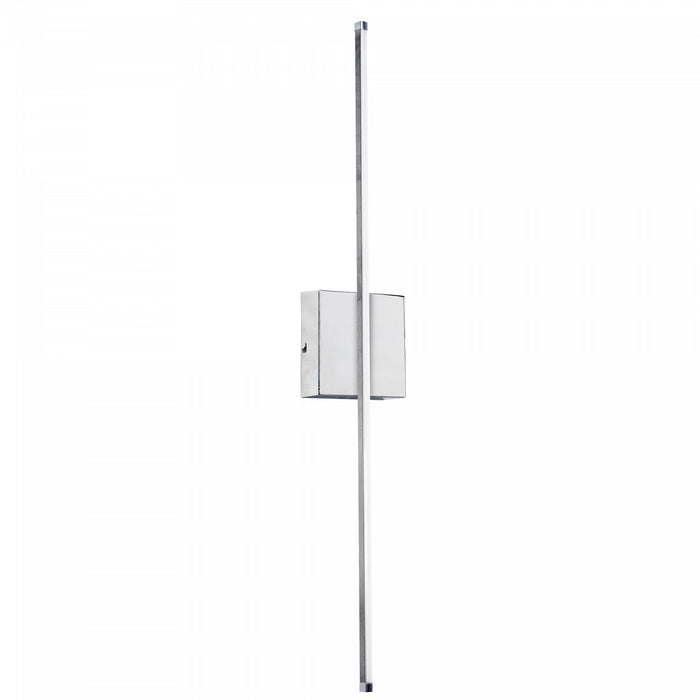 Applique murale verticale Array de Dainolite en acrylique blanc qui diffuse la lumière, avec fini chromé poli et ampoule à DEL de 19 W