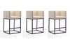 Tabouret de comptoir Embassy style milieu du siecle en metal et tissu creme - Lot de 3