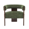 Olivia Fauteuil d’appoint rembourre en velours avec dossier cylindrique et structure en bois de caoutchouc, vert