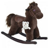 Qaba Kids Cheval A Bascule En Peluche Avec Ours, Chaise Pour Enfants Avec Peluche Douce Et Sons Realistes Amusants, Marron