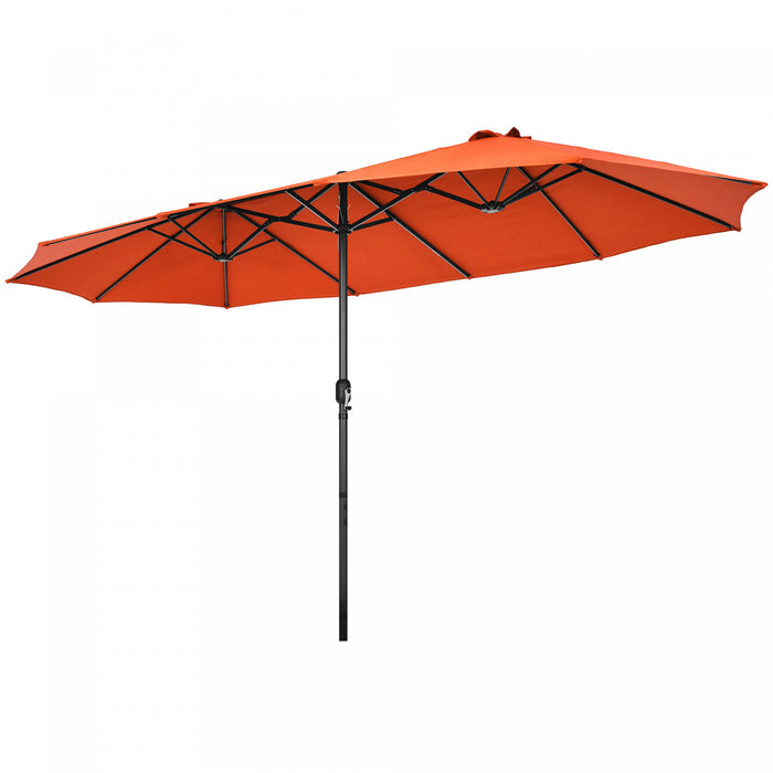 Costway Parasol double face 15FT a manivelle pour patio Jardin marche protection solaire Orange