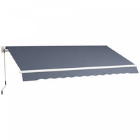 Outsunny 12' X 8' Auvent Retractable Auvent De Terrasse Au Soleil Abri Gris