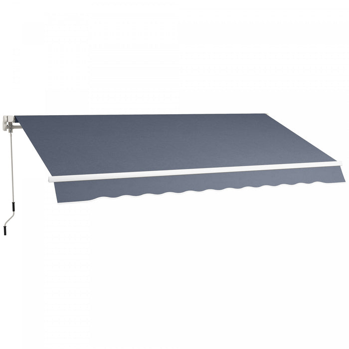 Outsunny 12' X 8' Auvent Retractable Auvent De Terrasse Au Soleil Abri Gris