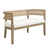 Rattan Causeuse Rembourree en Rotin 47.5 po avec Dossier Tisse Main, Beige, Frene Naturel