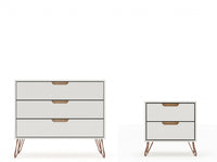  Ensemble de commode 2 pieces Rockefeller style mid-century moderne en blanc casse
