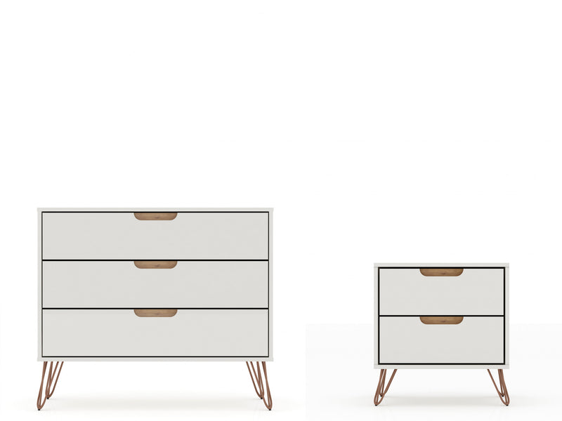 Ensemble de commode 2 pieces Rockefeller style mid-century moderne en blanc casse
