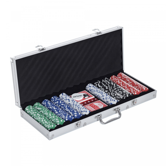 Soozier Mallette professionnelle de Poker 500 jetons 2 jeux de cartes 5