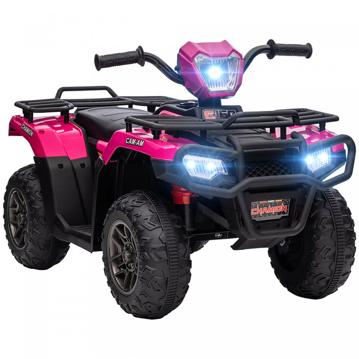 Aosom Quad Pour Enfants 12 V, Quad A 4 Roues, Vehicule Electrique Alimente Par Batterie Avec Lumieres Led Musicales, Pneus A Bande De Roulement, Pour Garcons Filles Ages De 3 A 5 Ans, Rose