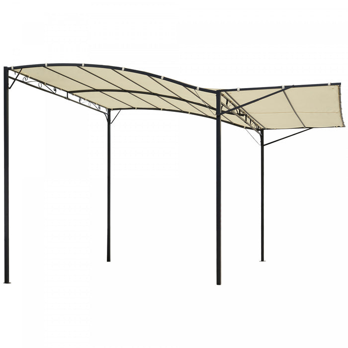 Outsunny 10x8pi Tonnelle De Terrasse En Metal Avec Auvent Lateral Extensible Abri Exterieur Jardin Pare-soleil Auvent Pont Porte Fenetre Auvent Creme Blanc