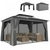 Outsunny Pavillon de Jardin Exterieur 3 x 3,8 m avec Rideaux, Moustiquaire et Double Toit