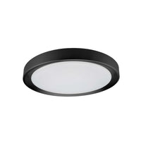 Plafonnier affleuré Flynn de Dainolite qui diffuse la lumière,à avec fini noir sablé et blanc, et ampoule de 24 W