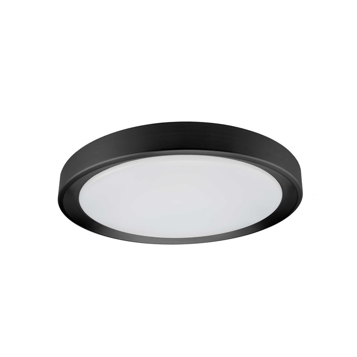 Plafonnier affleuré Flynn de Dainolite qui diffuse la lumière,à avec fini noir sablé et blanc, et ampoule de 24 W