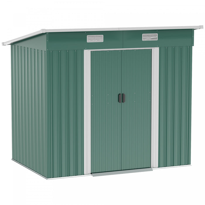 Outsunny 82\"x 52\" Abri De Jardin Terrasse Cabanon Rangement En Metal Porte Verrouillable Vert