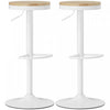 HOMCOM Lot de 2 tabourets de bar pivotants reglables en bois, blanc naturel