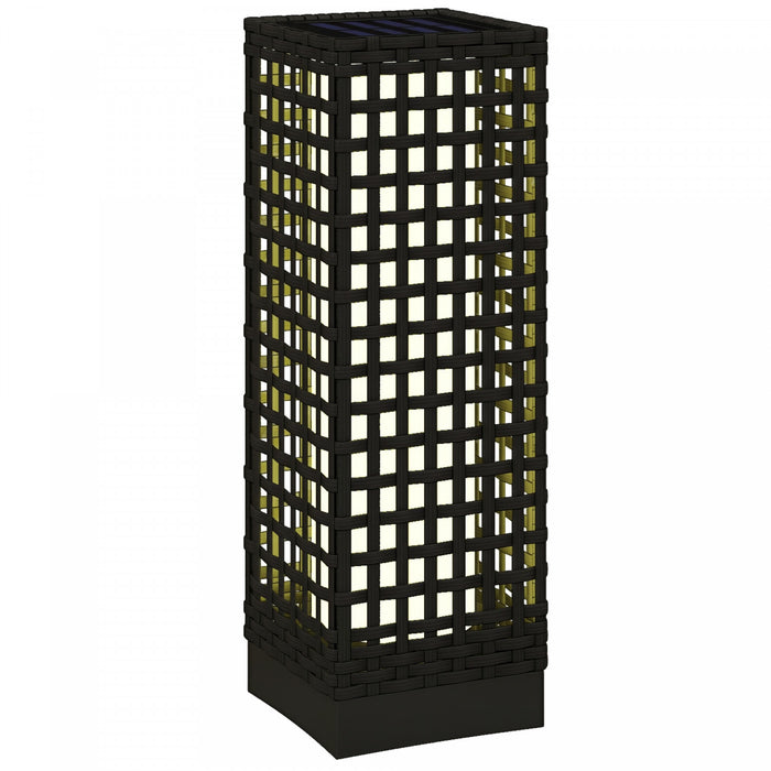 Outsunny Lampe Solaire en Osier, Lampe d'Exterieur Automatique, Noir