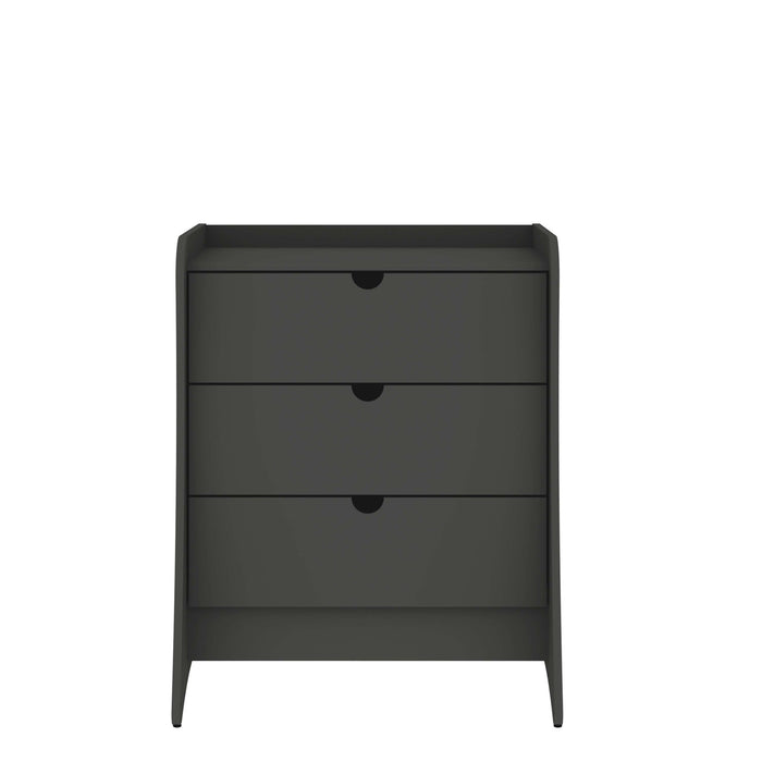 Table de nuit Coney style milieu du siecle 28\" en gris charbon (3 tiroirs)
