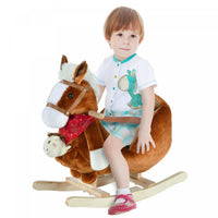 Qaba Cheval A Bascule Avec Chanson Poignee Marionnette A Main Jouet Traditionnel Cadeau Pour Enfants