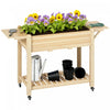 Outsunny Lit de jardin sureleve, jardiniere en bois avec etagere, naturel