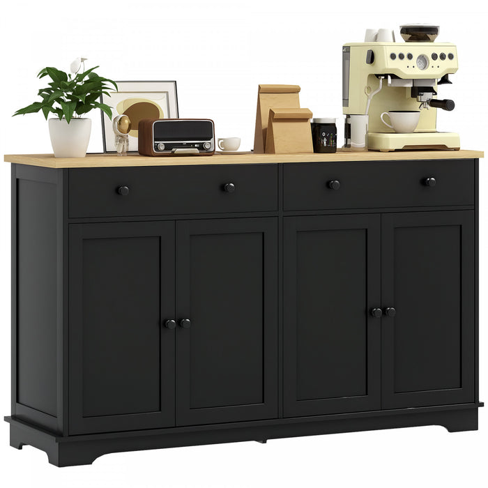 HOMCOM Buffet avec tiroirs de rangement et etageres reglables, noir